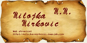 Milojka Mirković vizit kartica